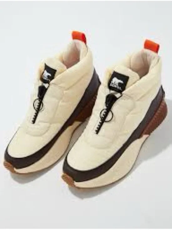 SOREL OUT N ABOUT III PUFFY ZIP WATERPROOF BOOTS IN CHALK 8.5 - Picture 2 of 11